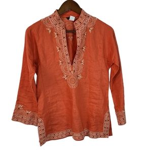 J Crew Embroidered Tunic Blouse Small